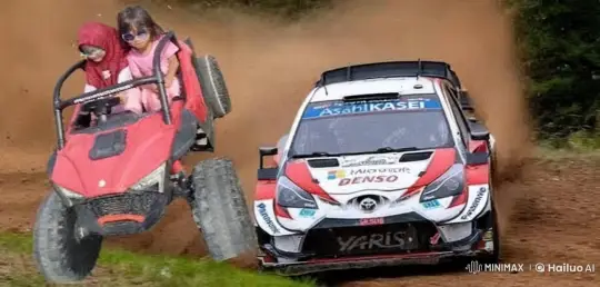 Off-Road Racing: Children's Stunts vs. Professional Rally Car – AI Generated Video | Hailuo AI