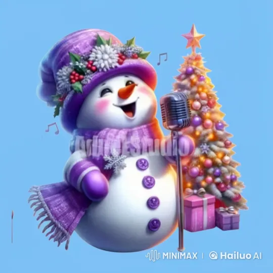 Joyful Snowman Sings by a Festive Christmas Tree – AI Generated Video | Hailuo AI