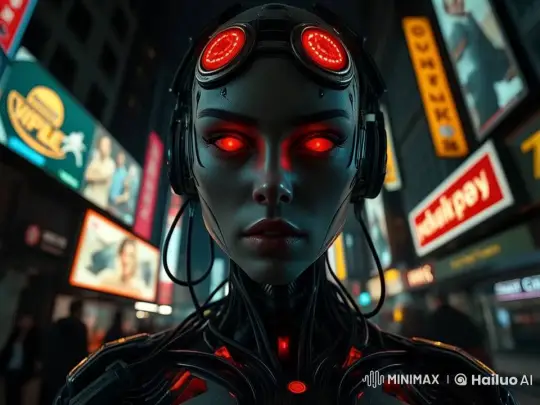 Cyborg in Neon City: Close-Up in Live2D Animation – AI Generated Video | Hailuo AI