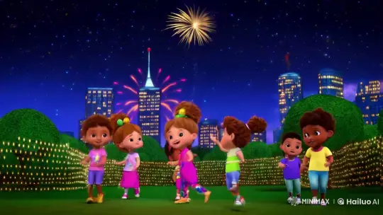 Animated Celebration: Kids Ringing in New Year's Eve – AI Generated Video | Hailuo AI