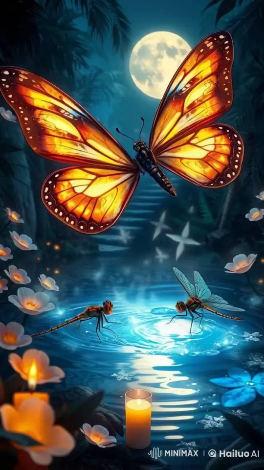 Hyper-Realistic Dragonfly Theo in Enchanted Lagoon – AI Generated Video | Hailuo AI