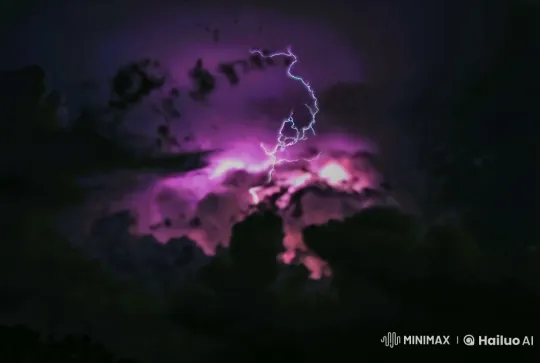 Majestic Purple Lightning Illuminates Swirling Night Storm – AI Generated Video | Hailuo AI