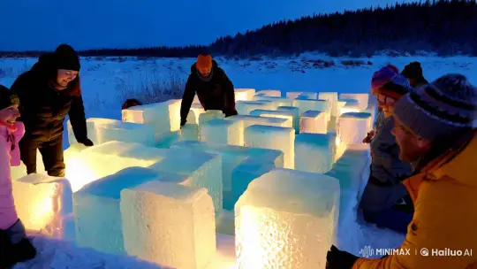 The Frozen Labyrinth: Ice Maze Illuminated – AI Generated Video | Hailuo AI