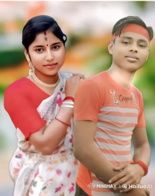 Woman in Sari and Young Man in Serene Moment – AI Generated Video | Hailuo AI