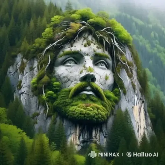 Gigantic Carved Face Blends with Forest in Live2D Video – AI Generated Video | Hailuo AI