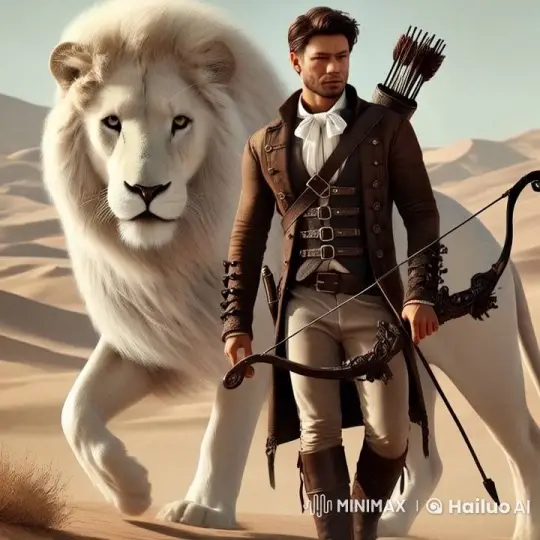 Brave Man and Majestic Lion Roar in Desert Live2D Animation – AI Generated Video | Hailuo AI