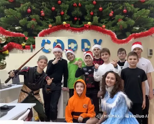 Festive Gathering: Children and Adults Joyfully Run Towards Camera – AI Generated Video | Hailuo AI