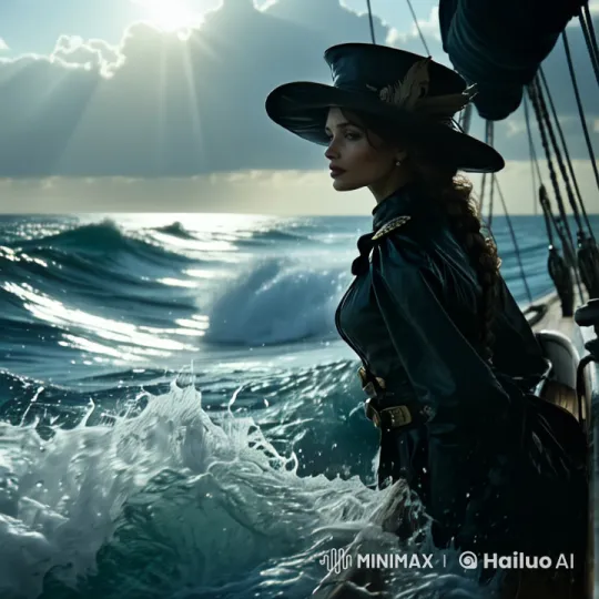 Elegant Woman Embraces Adventure on Turbulent Seas – AI Generated Video | Hailuo AI
