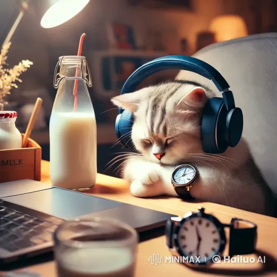 Sad Cat Sips Milk in Melancholic Mood – AI Generated Video | Hailuo AI