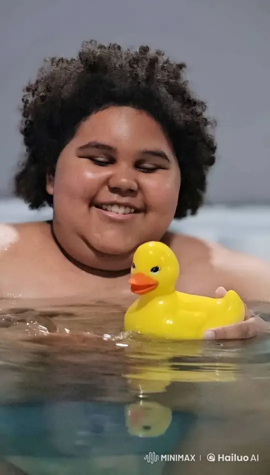 Boy Surprised by Animated Duck in Pool – AI Generated Video | Hailuo AI