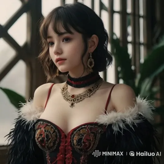 Graceful Seduction: Ornate Attire and Captivating Charm – AI Generated Video | Hailuo AI