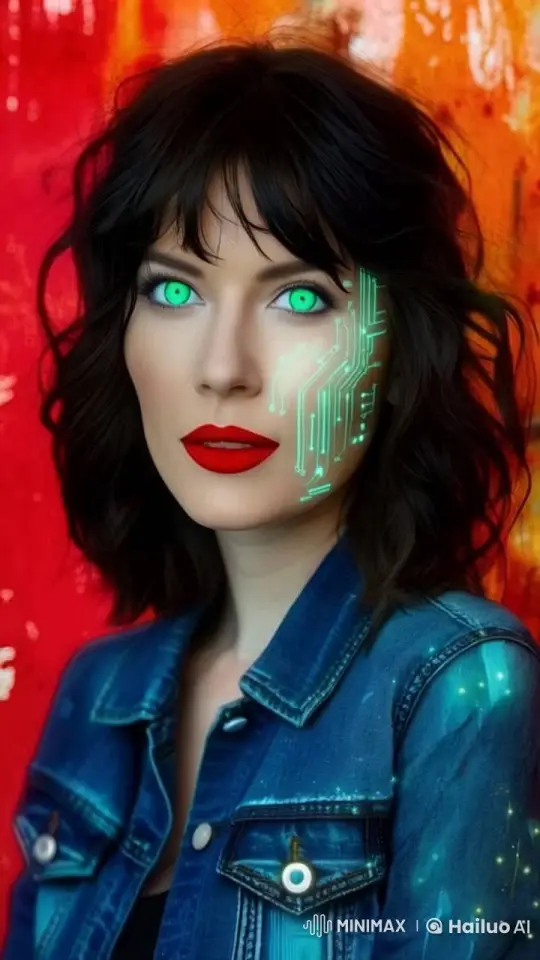 Live2D Animated Portrait of a Woman with Technological Features – AI Generated Video | Hailuo AI