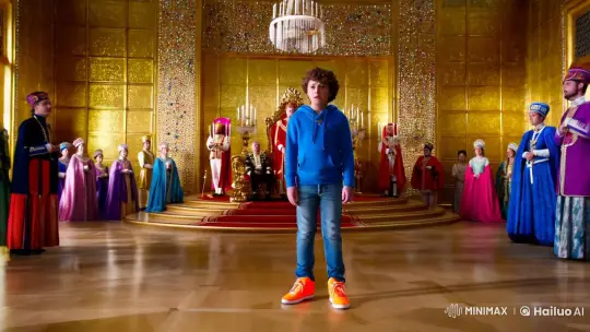 Boy in Hoodie Stands Out in Opulent Royal Court – AI Generated Video | Hailuo AI