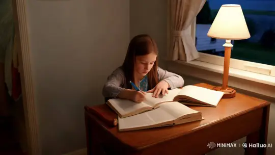 Innocent Daughter's Homework Interrupted by Surprise in Suburban Home – AI Generated Video | Hailuo AI