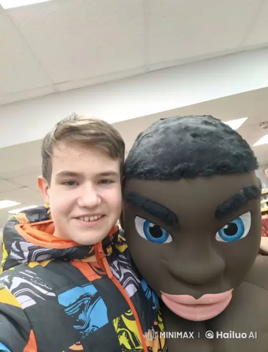 Young Person and Giant Celebrate Birthday with Tango – AI Generated Video | Hailuo AI