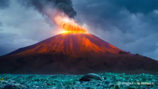 Cinematic Clip: Mythical Volcano Spirit, Environmental Struggle, and Renewal – AI Generated Video | Hailuo AI