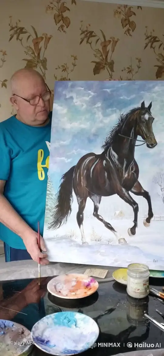 Painting Horse Comes Alive to Write 'Happy New Year!' – AI Generated Video | Hailuo AI