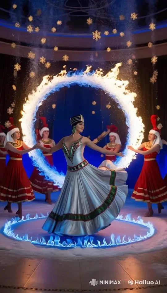 Elegant Dance with Flames and Snow in Cinematic Ultra HD – AI Generated Video | Hailuo AI