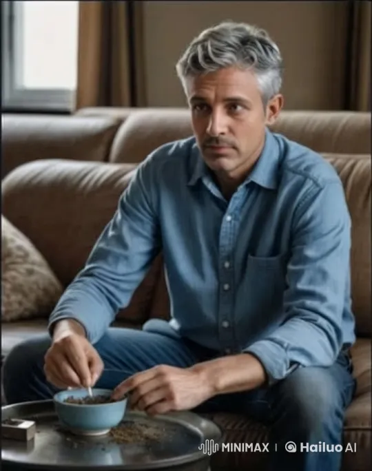 Man Smokes Cigar, Ignoring Scattered Ashes on Couch – AI Generated Video | Hailuo AI