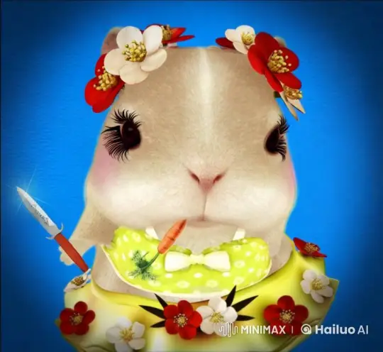 Hamster in Floral Crown Faces Snowstorm with Knife – AI Generated Video | Hailuo AI