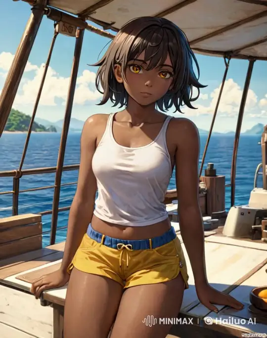 Girl Tours Her Boat on a Sunny Day at Sea – AI Generated Video | Hailuo AI
