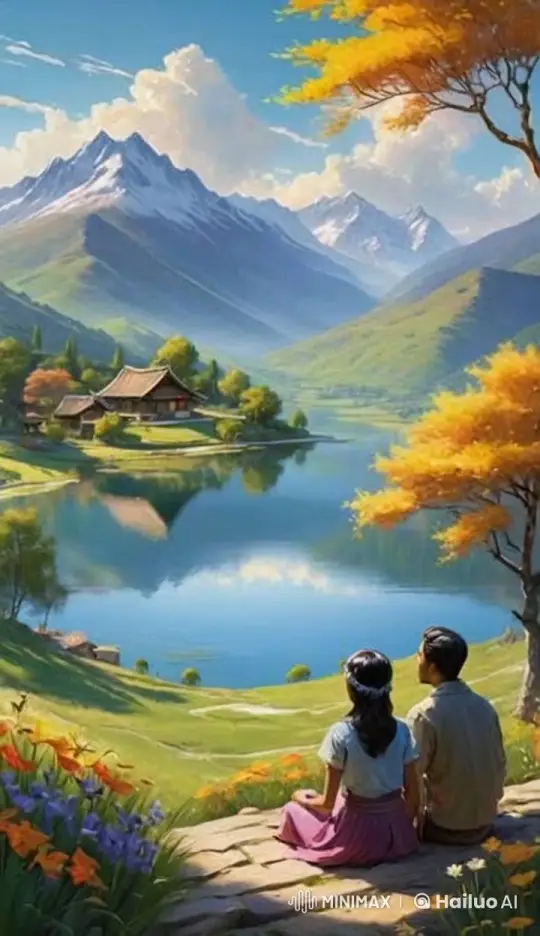 Couple in Tranquil Nature Embraces Divine Moment – AI Generated Video | Hailuo AI