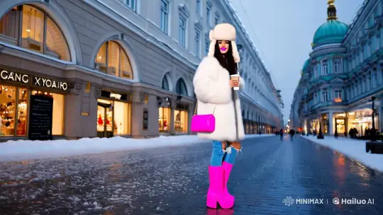 High Fashion Model Showcases Her Look on Nevsky Prospekt – AI Generated Video | Hailuo AI