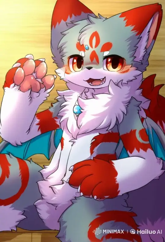 Furry Character Waves Cheerfully from Wooden Floor – AI Generated Video | Hailuo AI