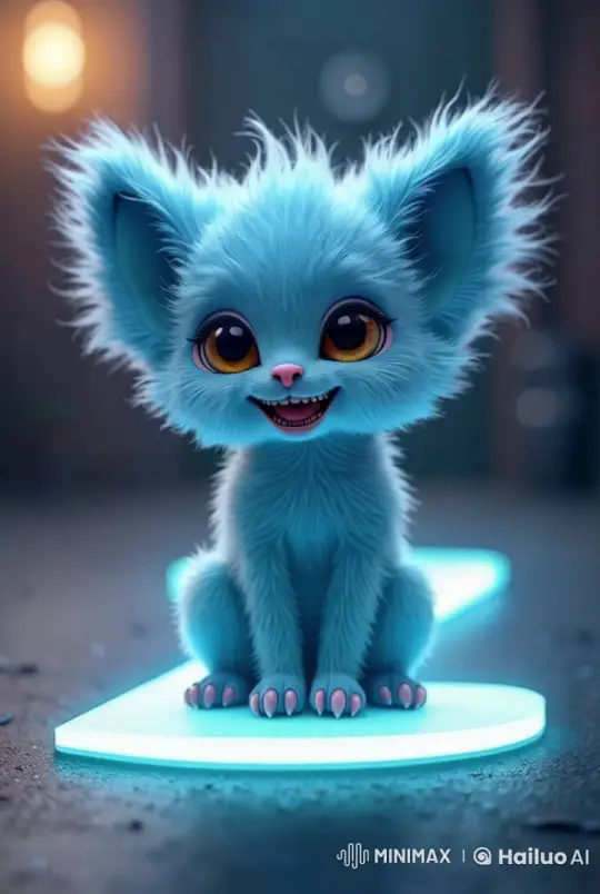 Magical Blue Creature in Futuristic Setting – AI Generated Video | Hailuo AI