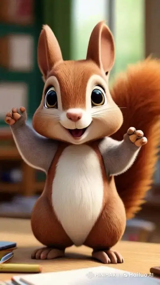 Animated Squirrel Engages in Energetic Chat – AI Generated Video | Hailuo AI
