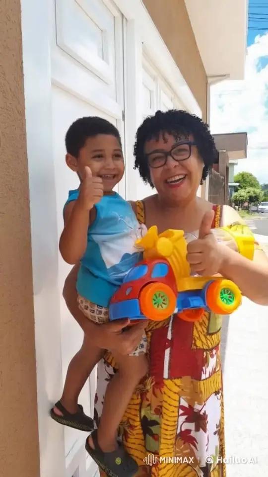 Woman and Boy Share Joyful Moment Outside – AI Generated Video | Hailuo AI