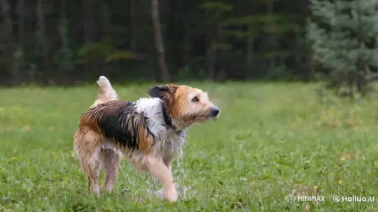 Dog Shakes Off Water After Bathing – AI Generated Video | Hailuo AI