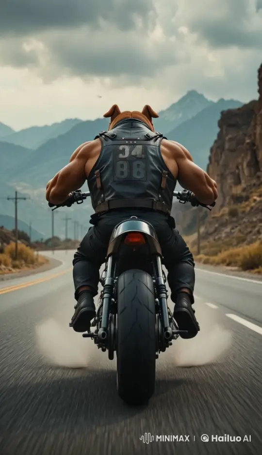 Biker on Mountain Road with 34 and 88 Vest Numbers – AI Generated Video | Hailuo AI