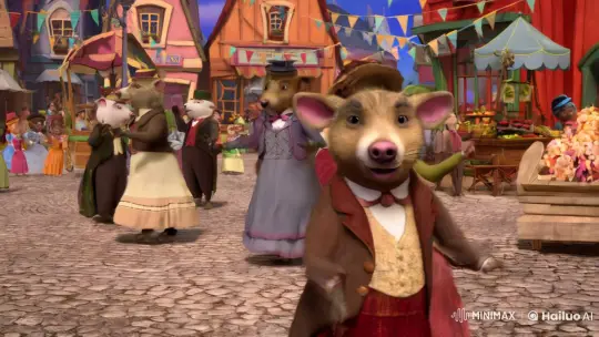 Whimsical 2D Cartoon Dance in Colorful Village Square – AI Generated Video | Hailuo AI