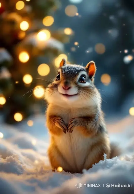 Adorable Chipmunk in a Winter Wonderland – AI Generated Video | Hailuo AI