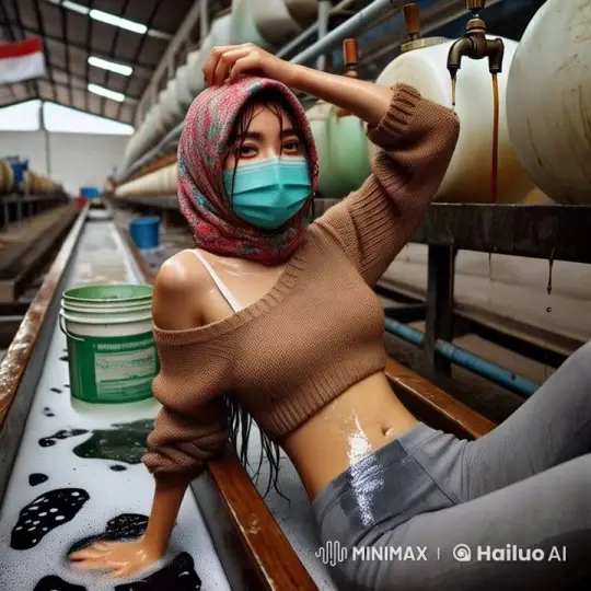 Live2D Woman in Industrial Facility Displaying Resilience – AI Generated Video | Hailuo AI