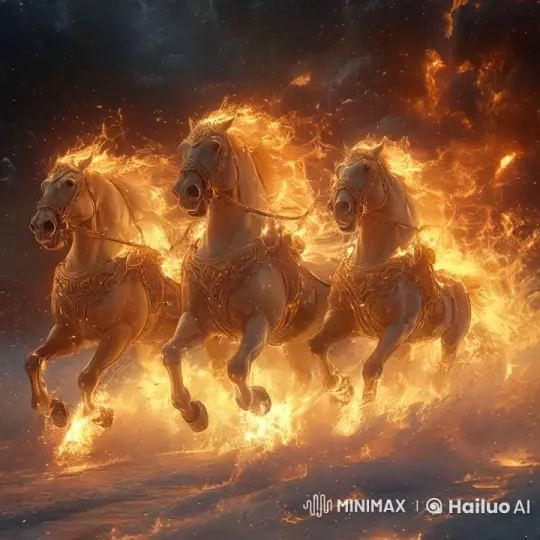 Majestic Horses Gallop Through Fiery Apocalypse – AI Generated Video | Hailuo AI
