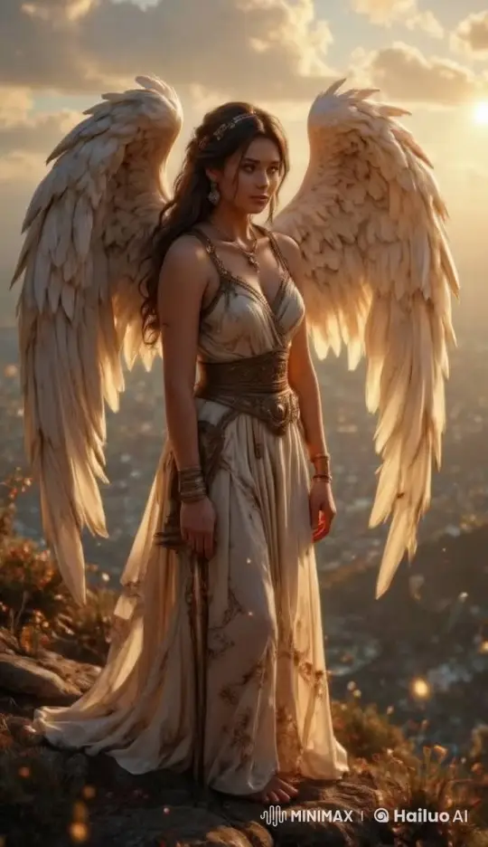 Serene Angel Amidst Stormy Landscape – AI Generated Video | Hailuo AI