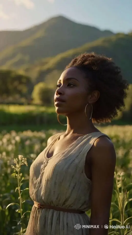Peaceful Woman in Serene Landscape – AI Generated Video | Hailuo AI