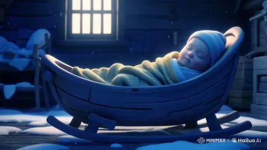 Cozy Winter Cabin: Baby Sleeps in Snowy Serenity – AI Generated Video | Hailuo AI