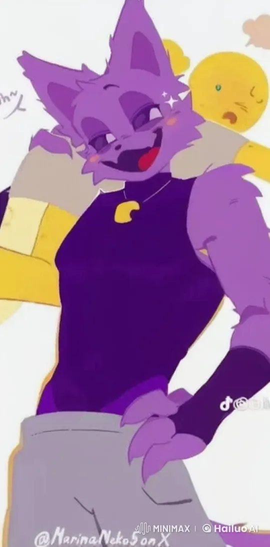 Confident Purple Character Showcases Joyful Energy – AI Generated Video | Hailuo AI