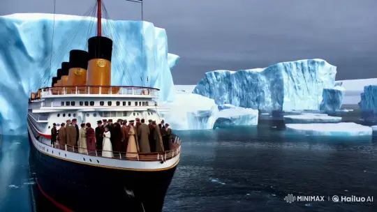 Titanic's Majestic Voyage Through Antarctic Ice – AI Generated Video | Hailuo AI