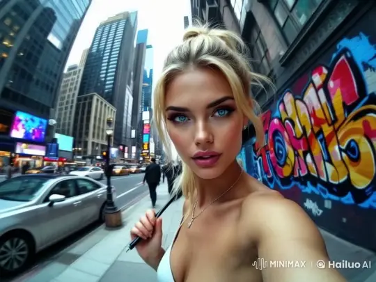 Urban Life: Live2D Animated Woman Amidst Cityscape – AI Generated Video | Hailuo AI