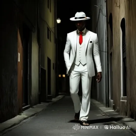 Man in White Suit Walks Through Dark Alley – AI Generated Video | Hailuo AI