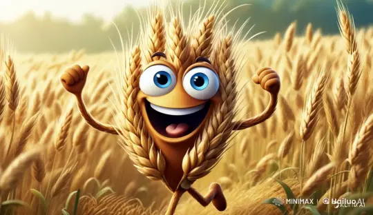 Animated Wheat Character Runs Towards Factory – AI Generated Video | Hailuo AI