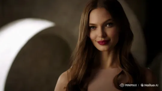 Elegant Model Unveils Robotic Self in Cinematic Scene – AI Generated Video | Hailuo AI