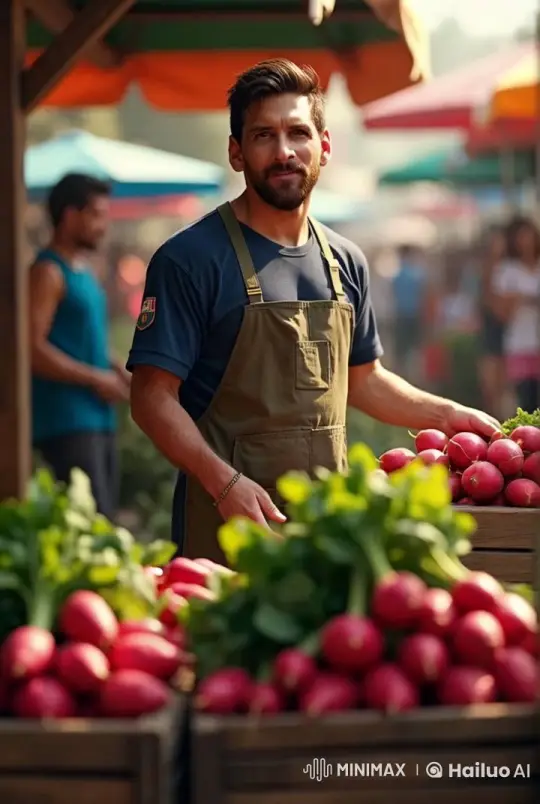 Vibrant Market Vendor Showcases Fresh Produce – AI Generated Video | Hailuo AI
