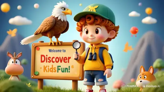 Kiko's Cheerful Welcome to Discover Kids Fun – AI Generated Video | Hailuo AI