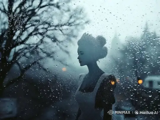 Pensive Woman Reflects Through Rainy Window – AI Generated Video | Hailuo AI