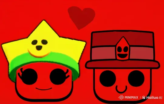 Animated Characters Embrace and Kiss on Red Background – AI Generated Video | Hailuo AI